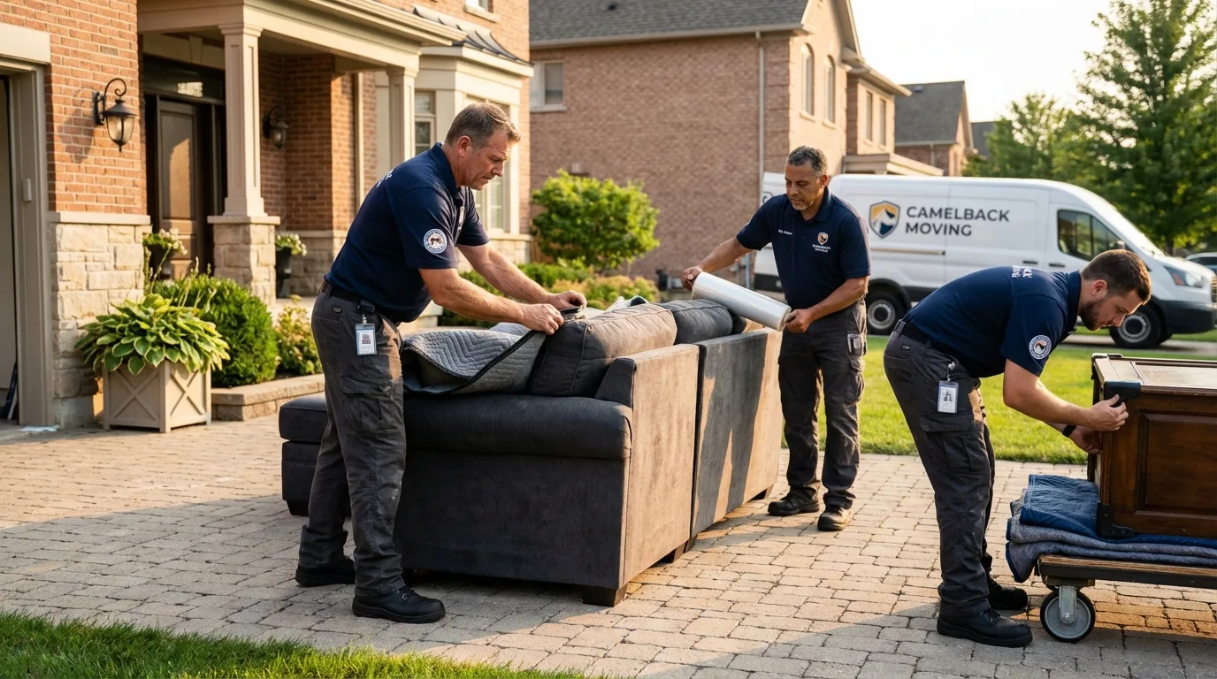 Large estate moving crew wrapping furniture in Rodeo, CA